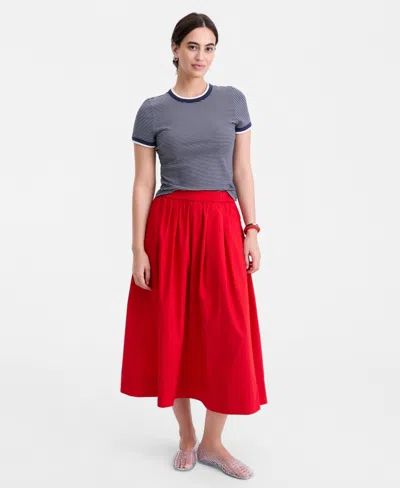 On 34th Women's Pull-on Midi Circle Skirt, Macy's Exclusive In Red