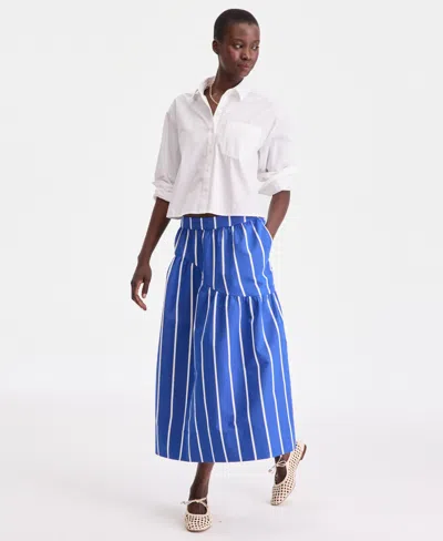 On 34th Women's Pull On Stella Poplin Midi Skirt, Macy's Exclusive In Multi