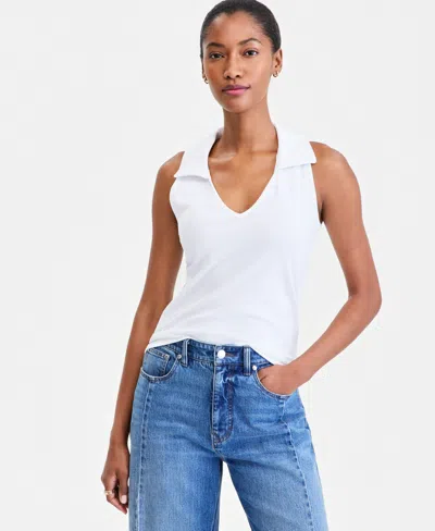 On 34th Women's Racerback Polo Tank Top, Macy's Exclusive In White