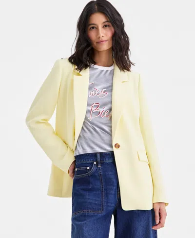 On 34th Women's Relaxed Crepe Blazer, Macy's Exclusive In Yellow
