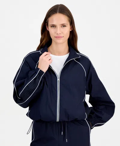 On 34th Women's Relaxed Fit High Collar Track Jacket, Macy's Exclusive In Blue