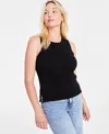 On 34th Women's Ribbed Crewneck Sweater Tank, Created For Macy's In Deep Black