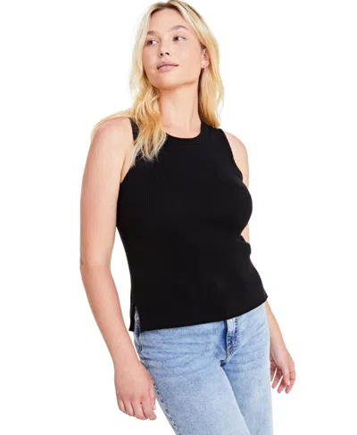 On 34th Women's Ribbed Crewneck Sweater Tank, Created For Macy's In Deep Black
