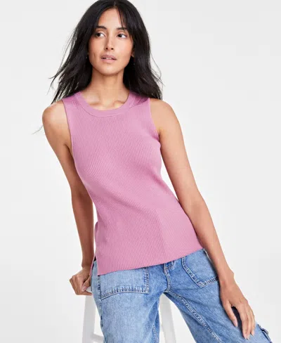 On 34th Women's Ribbed Crewneck Sweater Tank, Created For Macy's In Pink