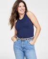On 34th Women's Ribbed High-neck Tank Top, Xxs-4x, Created For Macy's In Blue Chiff