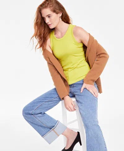 On 34th Women's Ribbed High-neck Tank Top, Xxs-4x, Created For Macy's In Green Pear