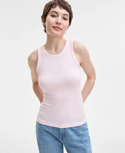 On 34th Women's Ribbed High-neck Tank Top, Xxs-4x, Created For Macy's In Pink Dazzle