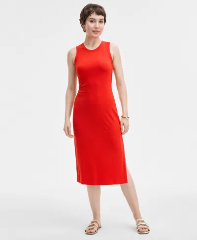 On 34th Women's Ribbed Knit Midi Dress, Exclusively At Macy's In Red
