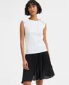On 34th Women's Ribbed Rosette Shoulder Tank Top, Exclusively At Macy's In Washed White