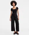 On 34th Women's Ribbed Scoop-neck Tee, Exclusively At Macy's In Black