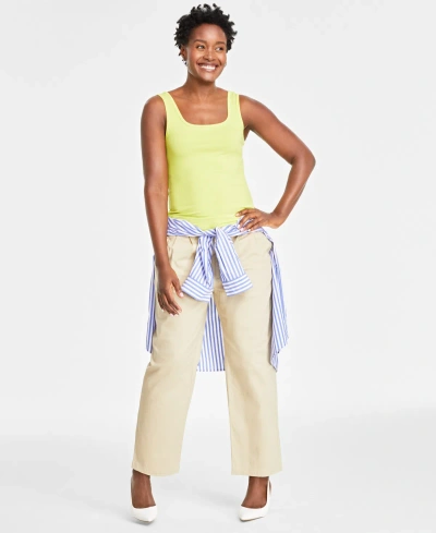 On 34th Women's Ribbed Square-neck Tank, Created For Macy's In Lemon Lime