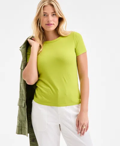 On 34th Women's Ribbed T-shirt, Created For Macy's In Green