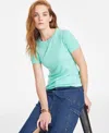 On 34th Women's Ribbed T-shirt, Created For Macy's In Neptune Besos