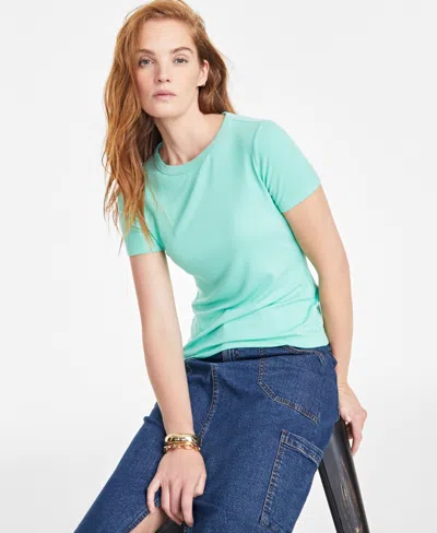 On 34th Women's Ribbed T-shirt, Created For Macy's In Neptune Besos