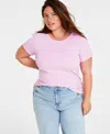 On 34th Women's Plus Size Ribbed T-shirt, Created For Macy's In Pink Lilac