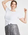 On 34th Women's Plus Size Ribbed T-shirt, Created For Macy's In Pink Lilac