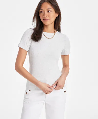 On 34th Women's Ribbed T-shirt, Xxs-4x, Created For Macy's In Silver Heather