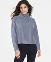 On 34th Women's Ribbed Velour Turtleneck Top, Created For Macy's In Medium Grey Heather