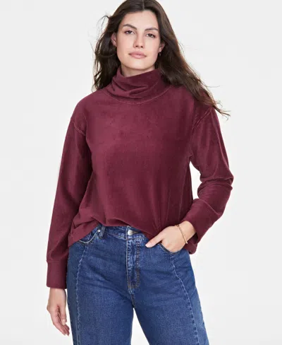 On 34th Women's Ribbed Velour Turtleneck Top, Created For Macy's In Port Royale