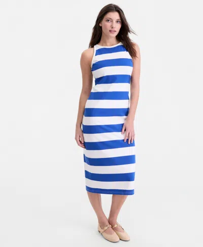 On 34th Women's Ringer-trim Sleeveless Knit Midi Dress, Macy's Exclusive In Blue