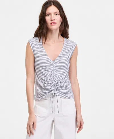 On 34th Women's Ruched V-neck Tie-hem Tank, Macy's Exclusive In Gray
