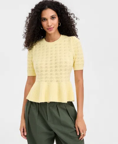 On 34th Women's Ruffle-hem Sweater Top, Macy's Exclusive In Yellow