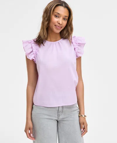 ON 34TH WOMEN'S RUFFLE SHORT-SLEEVE VOILE TOP, CREATED FOR MACY'S