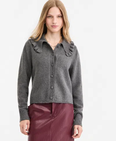 On 34th Women's Ruffled Collar Cardigan, Macy's Exclusive In Gray