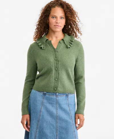 On 34th Women's Ruffled Collar Cardigan, Macy's Exclusive In Green