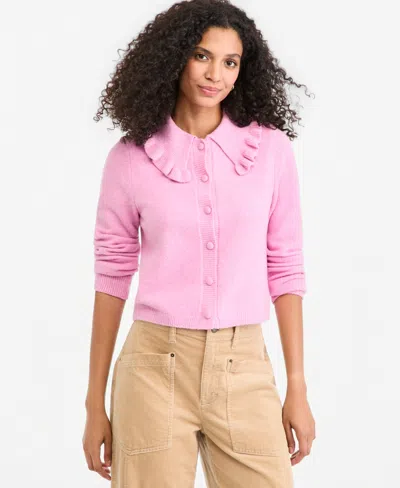On 34th Women's Ruffled Collar Cardigan, Macy's Exclusive In Pink