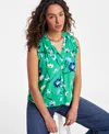 On 34th Women's Ruffled V-neck Sleeveless Top, Exclusively At Macy's In Green
