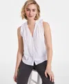 On 34th Women's Ruffled V-neck Sleeveless Top, Exclusively At Macy's In Bright White