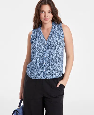 On 34th Women's Ruffled V-neck Sleeveless Top, Exclusively At Macy's In Green