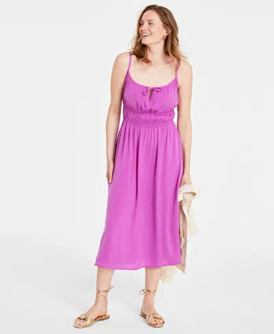 On 34th Women's Rumpled Tie-front Midi Dress, Created For Macy's In Sweet Orchid