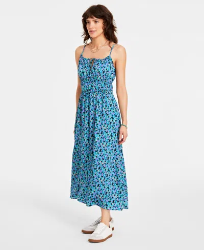 On 34th Women's Rumpled Tie-front Midi Dress, Created For Macy's In Tepid Teal Cmb