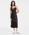 On 34th Women's Satin Midi Slipdress, Created For Macy's In Deep Black