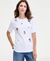 On 34th Women's Scattered-floral-embellished Cotton T-shirt, Macy's Exclusive In Brown