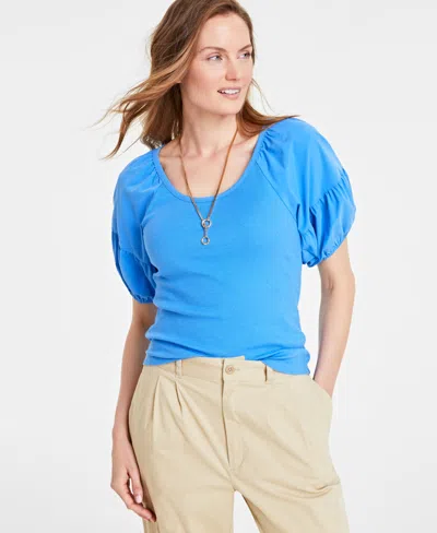 On 34th Women's Scoop-neck Knit Top, Created For Macy's In Blue