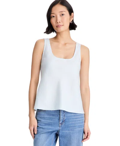 On 34th Women's Scoop Neck Side-slit Linen-blend Tank Top, Macy's Exclusive In Diamond Blue