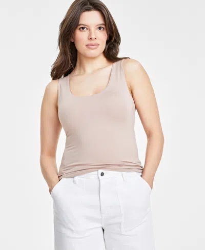 On 34th Women's Scoop-neck Sleeveless Longline Tank Top, Created For Macy's In Antique Blush