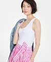 On 34th Women's Scoop-neck Sleeveless Longline Tank Top, Created For Macy's In Bright White