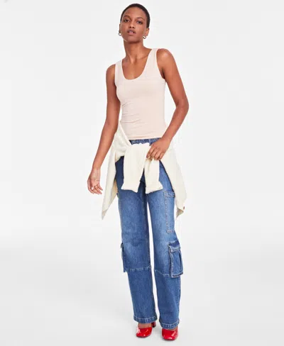 On 34th Women's Scoop-neck Sleeveless Longline Tank Top, Created For Macy's In Chai