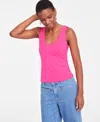 On 34th Women's Scoop-neck Sleeveless Longline Tank Top, Created For Macy's In Fuchsia Purple