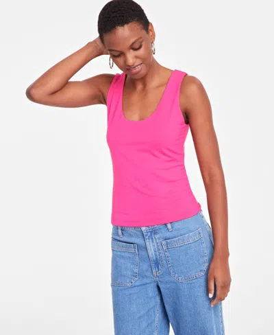 On 34th Women's Scoop-neck Sleeveless Longline Tank Top, Created For Macy's In Fuchsia Purple
