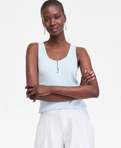 On 34th Women's Scoop-neck Henley Tank Top, Macy's Exclusive In Blue