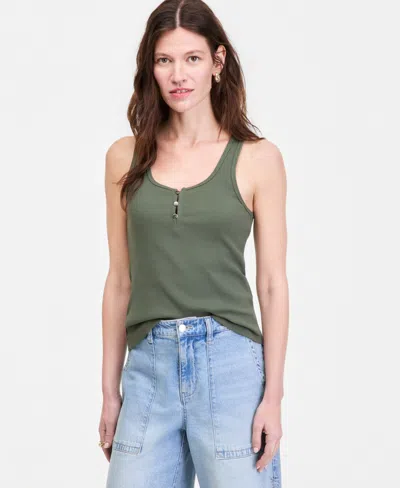 On 34th Women's Scoop-neck Henley Tank Top, Macy's Exclusive In Green