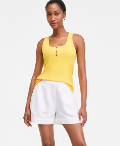 On 34th Women's Scoop-neck Henley Tank Top, Macy's Exclusive In Yellow