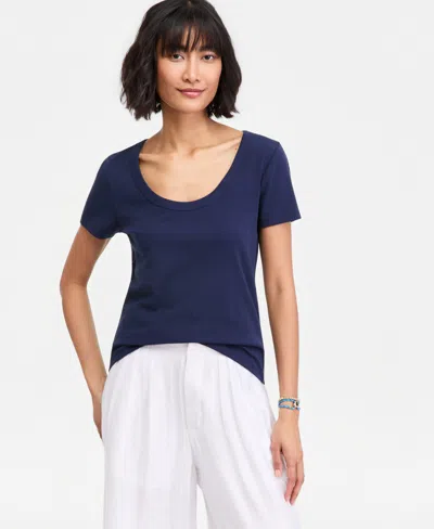 On 34th Women's Scoop-neck Layering T-shirt, Macy's Exclusive In Blue