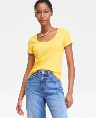 On 34th Women's Scoop-neck Layering T-shirt, Macy's Exclusive In Yellow