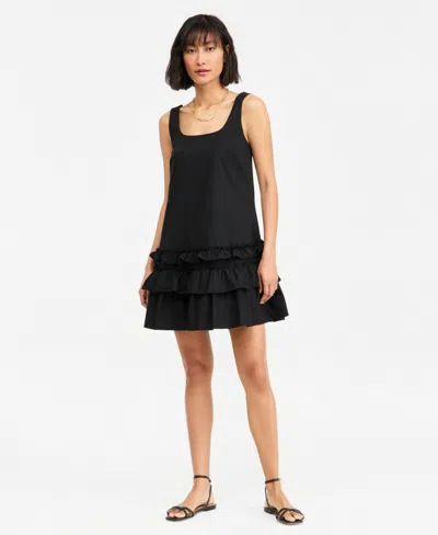 On 34th Women's Scoop-neck Sleeveless Tiered-ruffle-hem Dress, Macy's Exclusive In Black